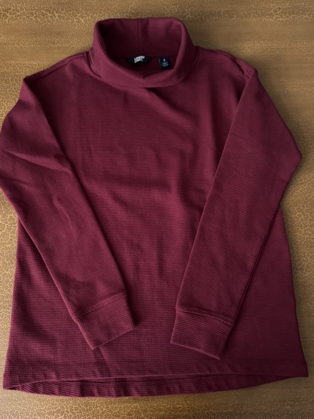 Long Sleeve Maroon Pullover Sweater - Heavy Duty Thermal Material - Size Small